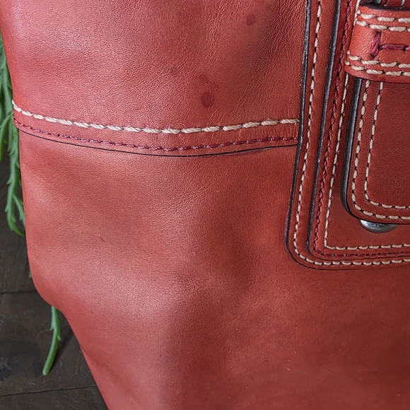 Coach Soho Y2K Pleated Leather Shoulder Bag Large Tote Burnt Orange - Picture 11 of 16